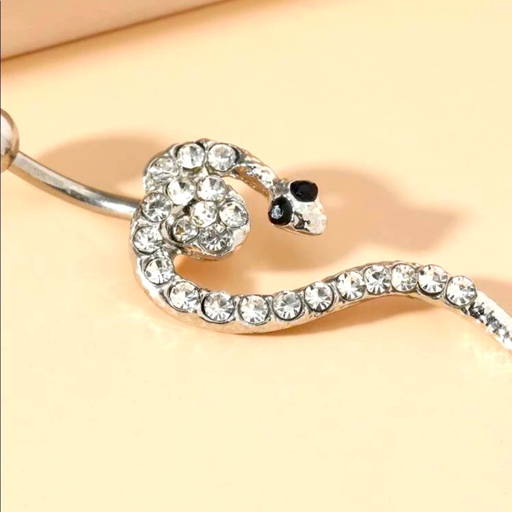 Crystal Snake Belly Button Ring